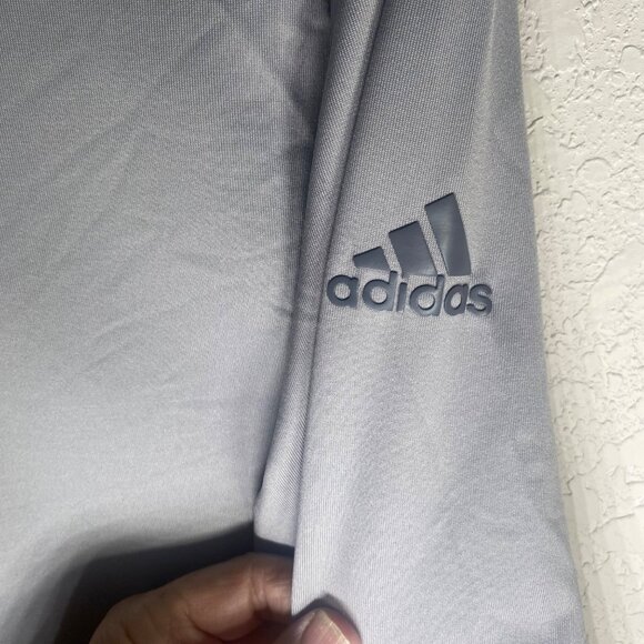 Adidas Mens XL Gray Long-Sleeve Polo Shirt With Zip Collar - Picture 5 of 7